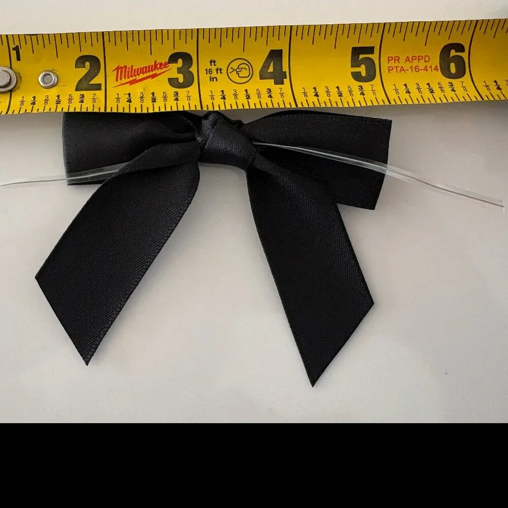Black Satin Pre-made Bows with Twist Tie